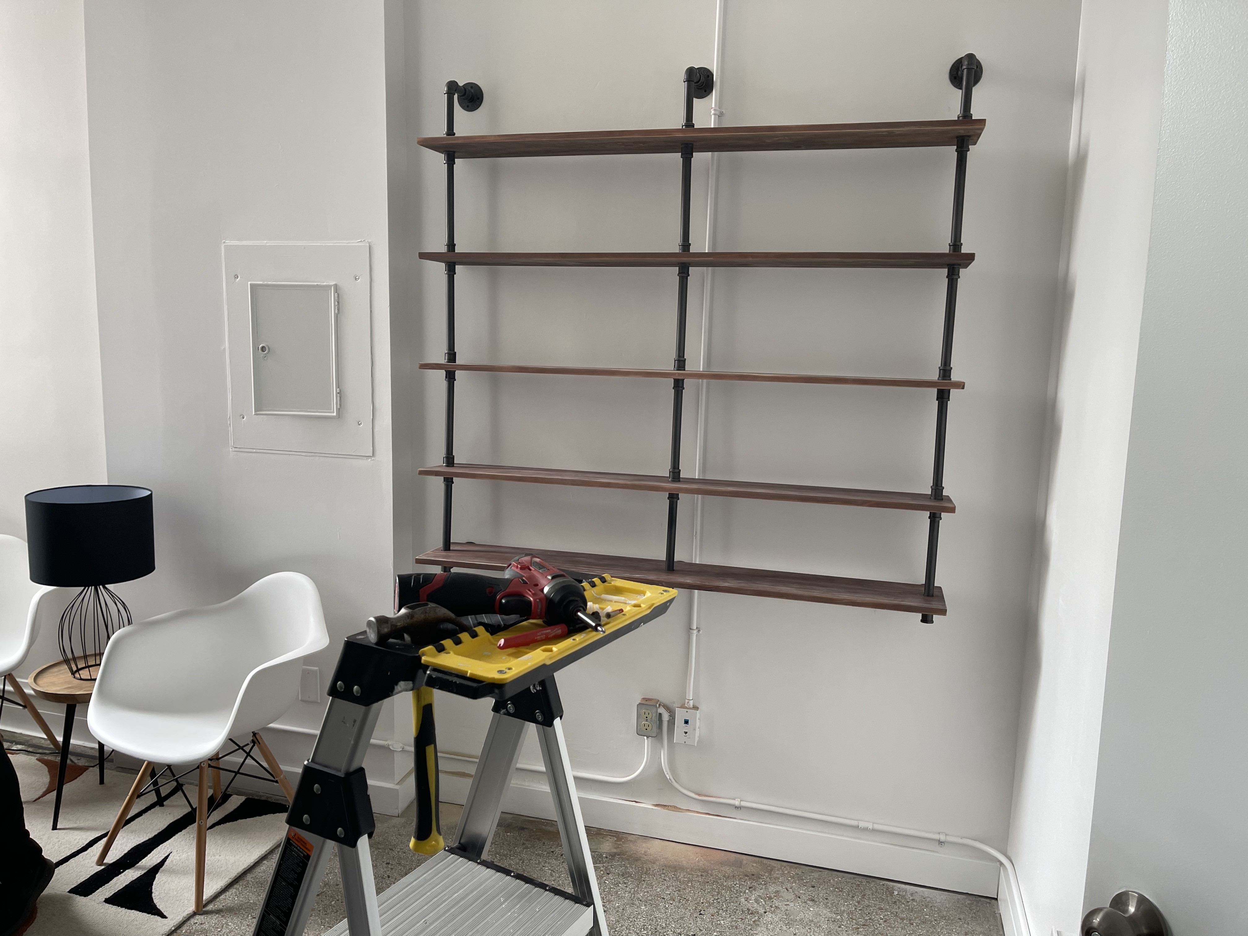 Floating shelves installed by our handyman